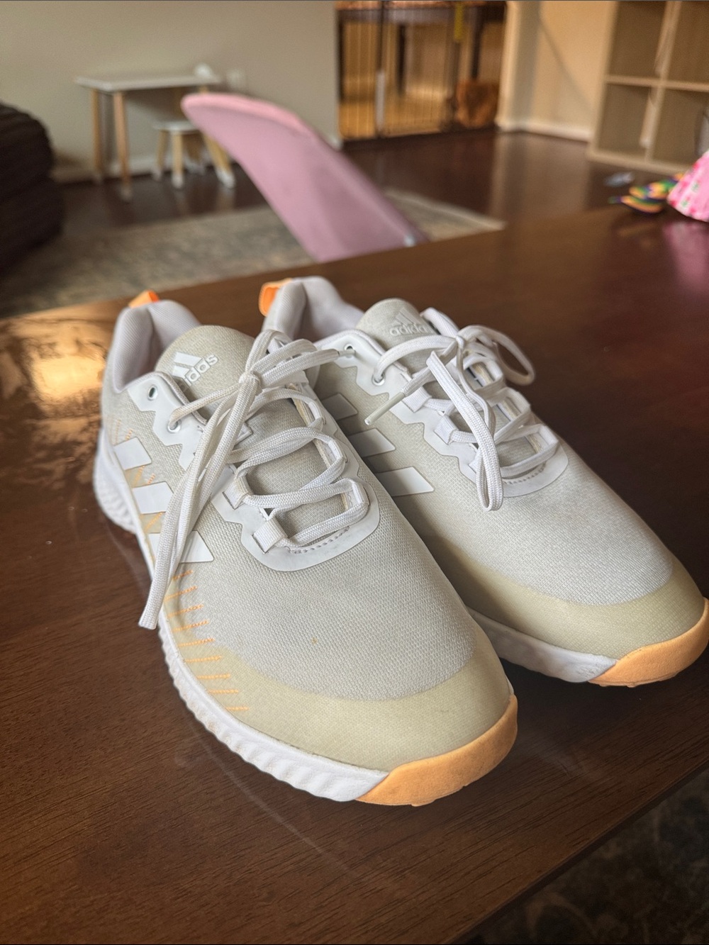 adidas Neutral Trainer Golf Sneakers in Light Gray & Peach